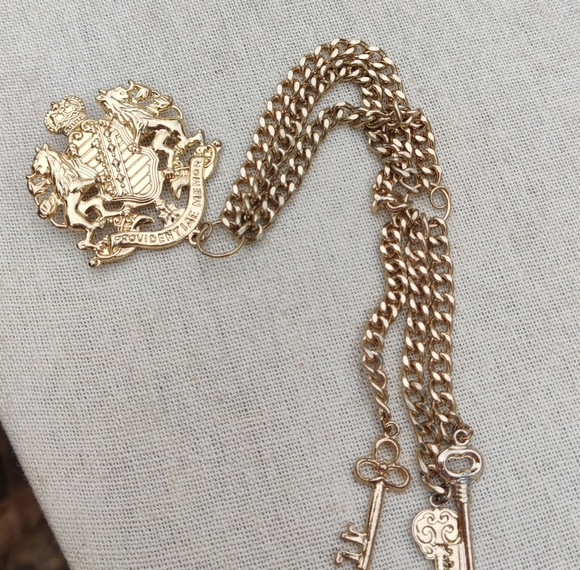 Vintage Jewelry - Vintage gold Saxony coat of arms chatellaine brooch